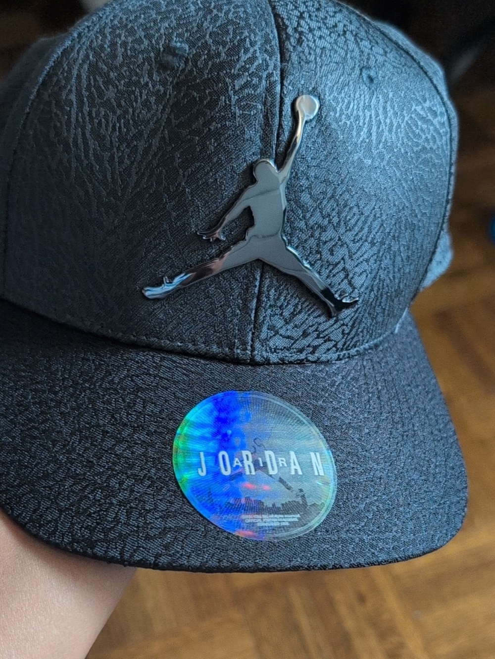 Jordan Black Elephant Print Metal Jumpman Snapback